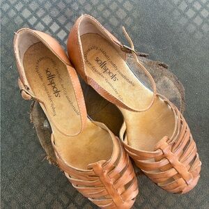 Softspots Brown Strappy Leather Sandals